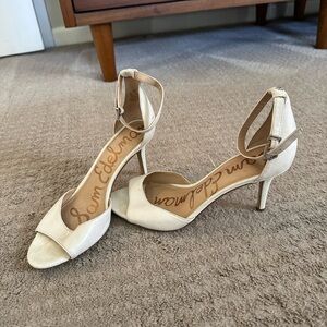 Sam Edelman Women's Ivory Ankle Strap Heels